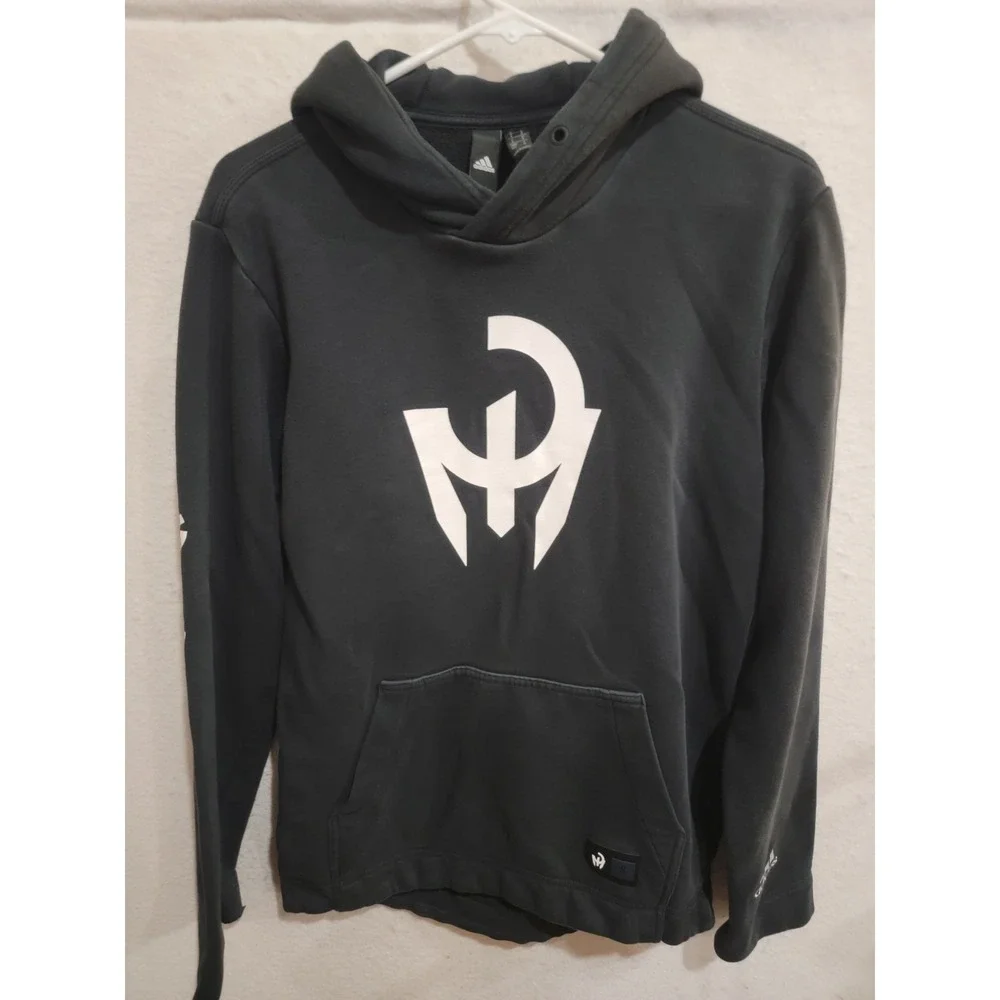 adidas Patrick Mahomes PM Logo Hoodie Men's Small Black HF4612 Distressed AS-IS